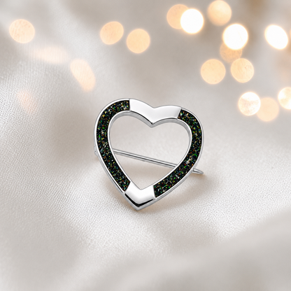 Spirit stock pin — sterling silver heart shaped ashes memorial stock pin, in black flame, handcrafted in Lancashire, UK - by Keepsake Memorial Jewellery