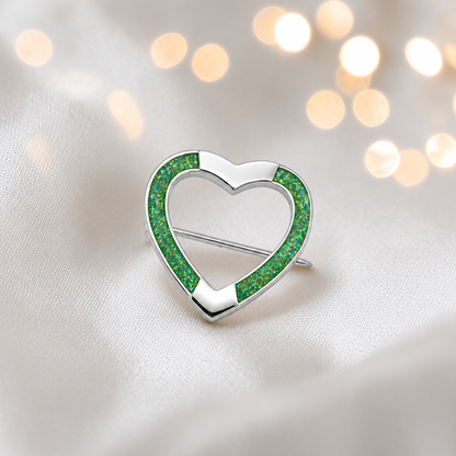 Spirit stock pin — sterling silver heart shaped ashes memorial stock pin, in fruit green, handcrafted in Lancashire, UK - by Keepsake Memorial Jewellery