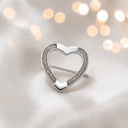 Spirit stock pin — sterling silver heart shaped ashes memorial stock pin, in natural ash, handcrafted in Lancashire, UK - by Keepsake Memorial Jewellery 