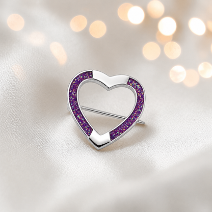 Spirit stock pin — sterling silver heart shaped ashes memorial stock pin, in rose pink, handcrafted in Lancashire, UK - by Keepsake Memorial Jewellery