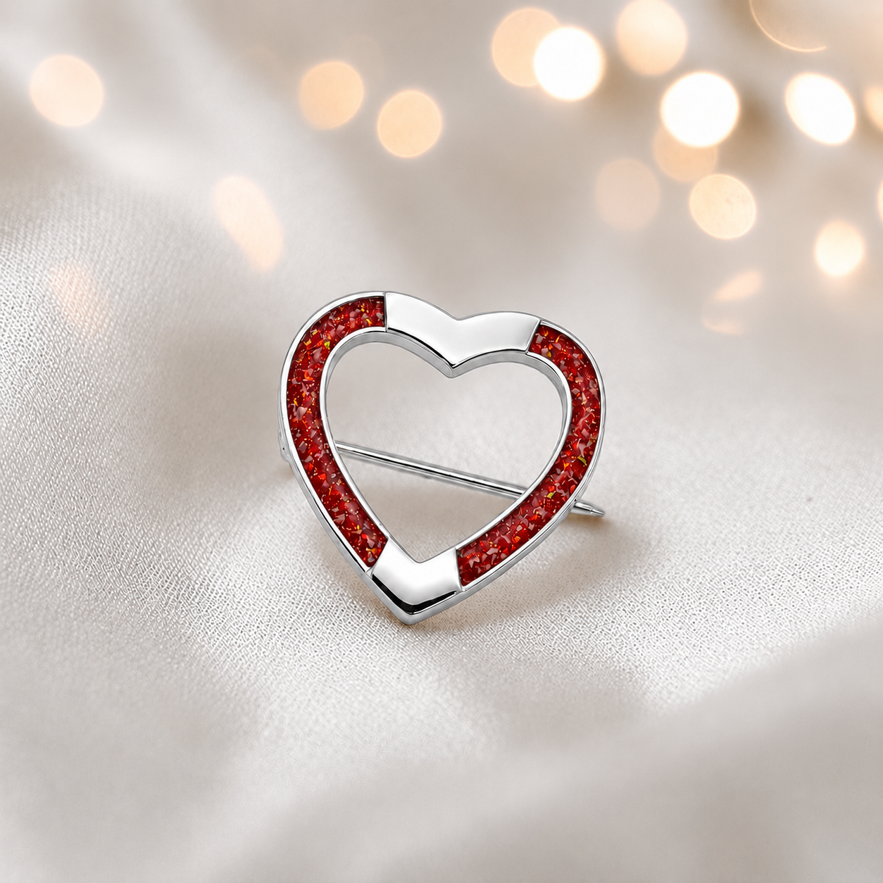 Spirit stock pin — sterling silver heart shaped ashes memorial stock pin, in ruby red, handcrafted in Lancashire, UK - by Keepsake Memorial Jewellery