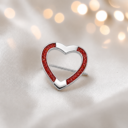 Spirit stock pin — sterling silver heart shaped ashes memorial stock pin, in ruby red, handcrafted in Lancashire, UK - by Keepsake Memorial Jewellery