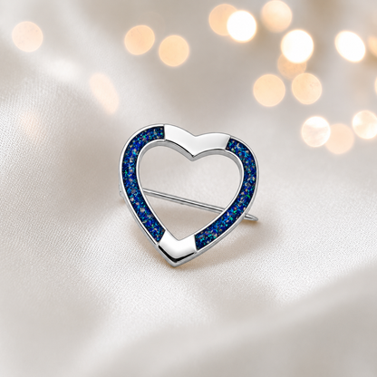 Spirit stock pin — sterling silver heart shaped ashes memorial stock pin, in sapphire glow, handcrafted in Lancashire, UK - by Keepsake Memorial Jewellery