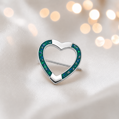 Spirit stock pin — sterling silver heart shaped ashes memorial stock pin, in teal mist, handcrafted in Lancashire, UK - by Keepsake Memorial Jewellery