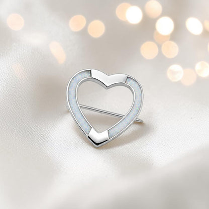 Spirit stock pin — sterling silver heart shaped ashes memorial stock pin, in white snow, handcrafted in Lancashire, UK - by Keepsake Memorial Jewellery