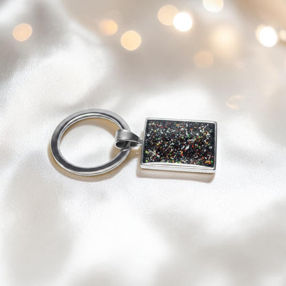 Stainless steel always with me keyring in black flame , handcrafted in Lancashire, UK - by Keepsake Memorial Jewellery