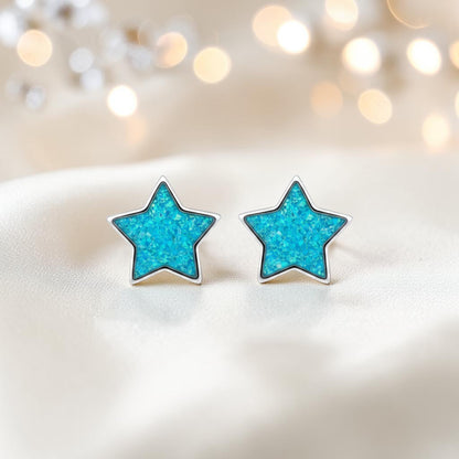 Starlight memorial stud earrings — sterling silver star ashes earrings, handcrafted in Lancashire, UK