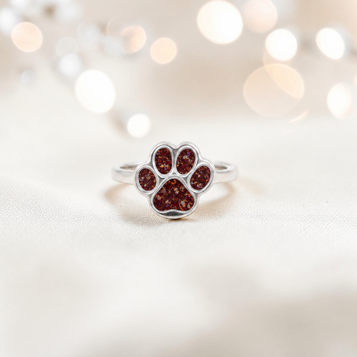 Starlight paw ashes ring in copper mocha, handcrafted in Lancashire UK - by Keepsake Memorial Jewellery