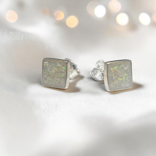 Sterling Silver Celeste Shine Memorial Earrings, handcrafted in lancashire