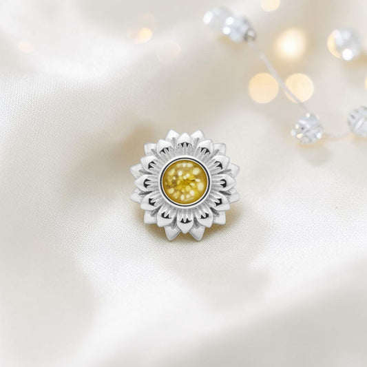 Sunflower memorial ashes charm, handcrafted in Lancashire UK