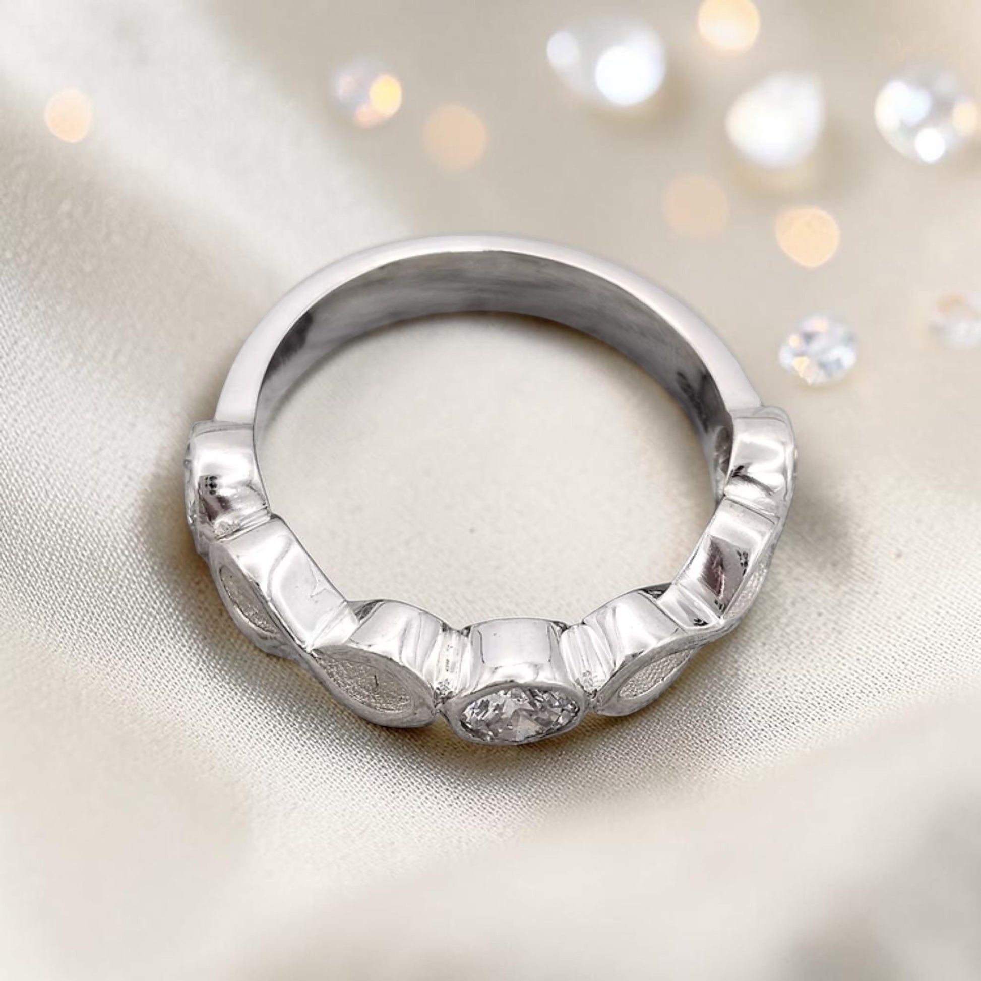 Celestina Band — silver infinity ashes memorial ring, alternative angle, handcrafted in Lancashire, UK