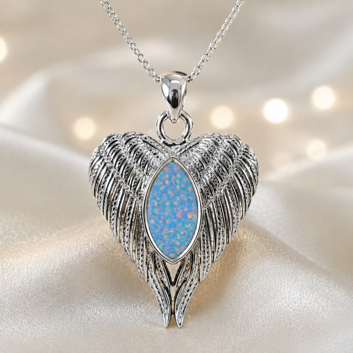 Tayga angel wing heart pendant, handcrafted in Lancashire UK - by Keepsake Memorial Jewellery