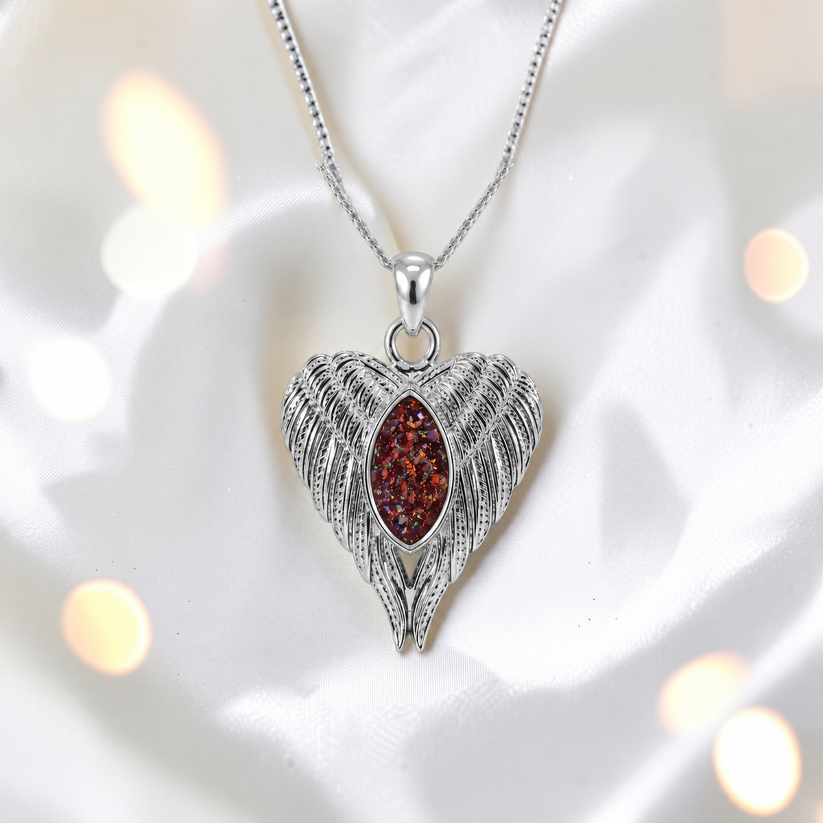 Tayga angel wing heart pendant in copper mocha, handcrafted in Lancashire UK - by Keepsake Memorial Jewellery
