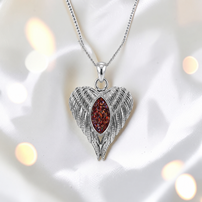 Tayga angel wing heart pendant in copper mocha, handcrafted in Lancashire UK - by Keepsake Memorial Jewellery