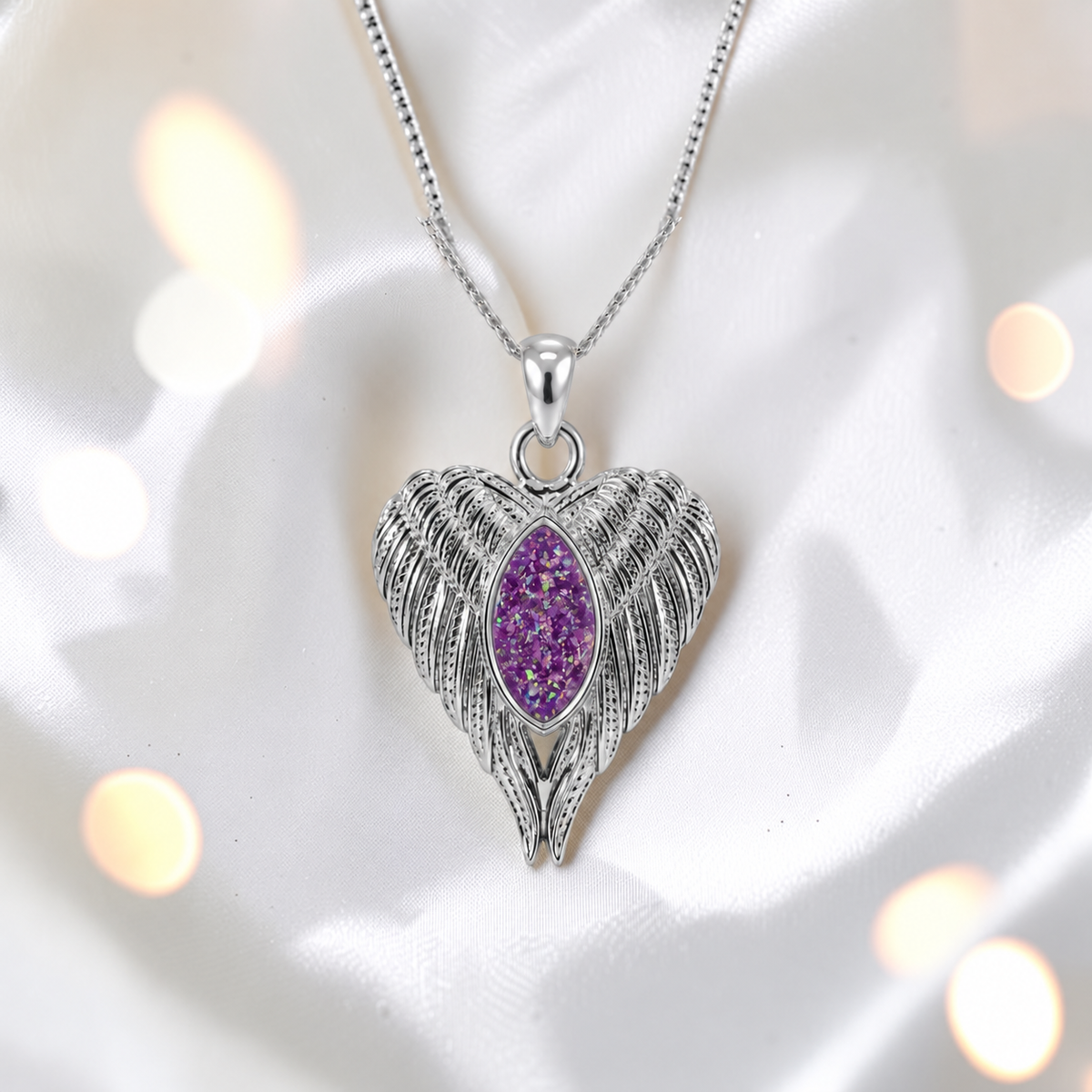 Tayga angel wing heart pendant in rose pink, handcrafted in Lancashire UK - by Keepsake Memorial Jewellery