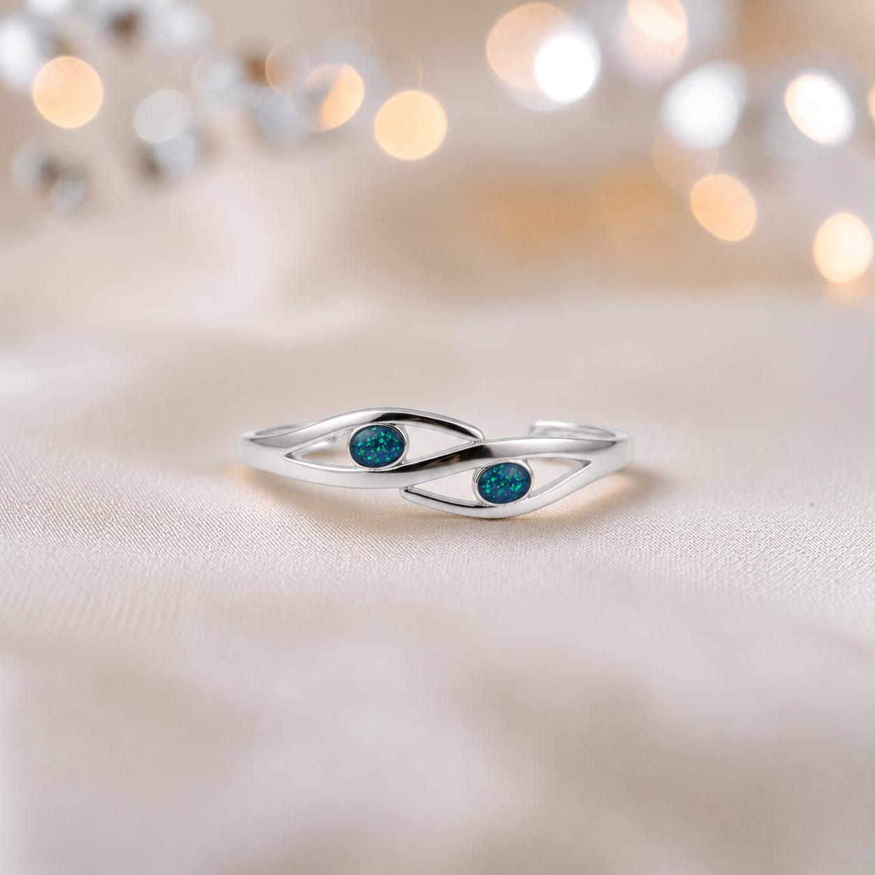 Thalia memorial bangle with two stones, in teal mist, handcrafted in Lancashire UK - by Keepsake Memorial Jewellery