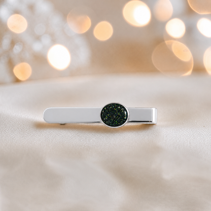 Tie slide - sterling silver memorial tie slide in black flame, handcrafted in Lancashire UK - by Keepsake Memorial Jewellery 
