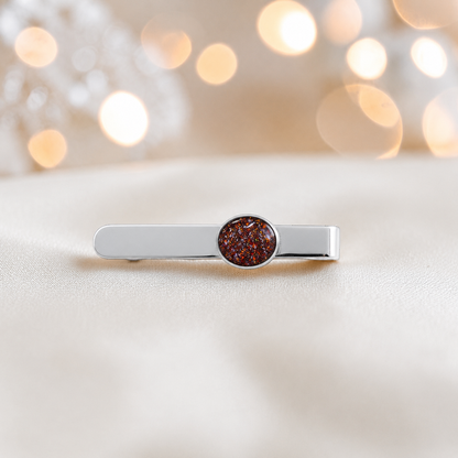 Tie slide - sterling silver memorial tie slide in copper mocha, handcrafted in Lancashire UK - by Keepsake Memorial Jewellery 
