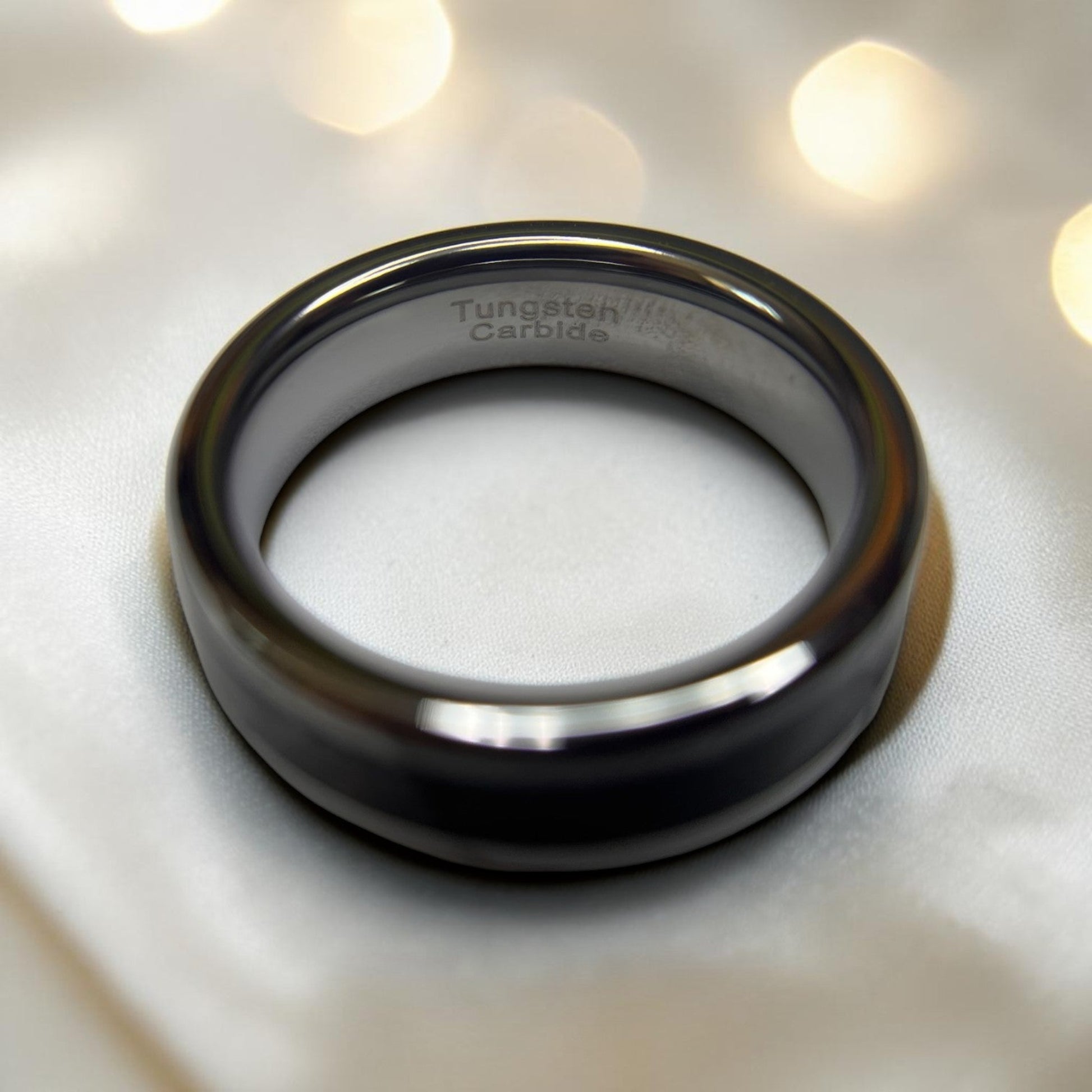 Tungsten carbide channel ring, handcrafted in uk