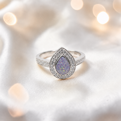 Keepsake Memorial Silver Eternal Light Ashes Ring in Unicorn purple  - Handcrafted in the UK