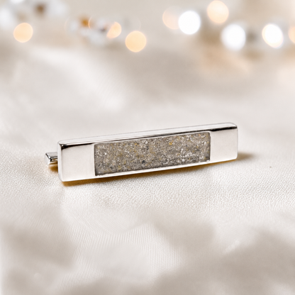 Venus Stock Pin — silver bar ashes memorial pin, in natural ash, handcrafted in Lancashire, UK - by Keepsake Memorial Jewellery