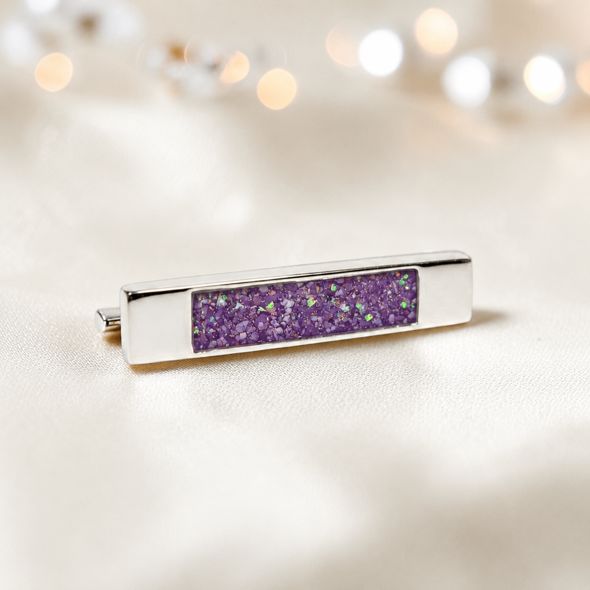 Venus Stock Pin — silver bar ashes memorial pin, in rose pink, handcrafted in Lancashire, UK - by Keepsake Memorial Jewellery