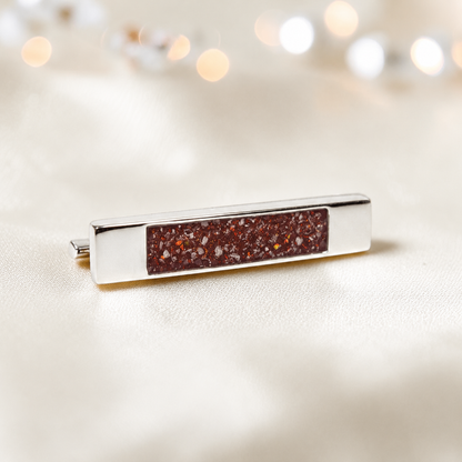 Venus Stock Pin — silver bar ashes memorial pin, in ruby red, handcrafted in Lancashire, UK - by Keepsake Memorial Jewellery
