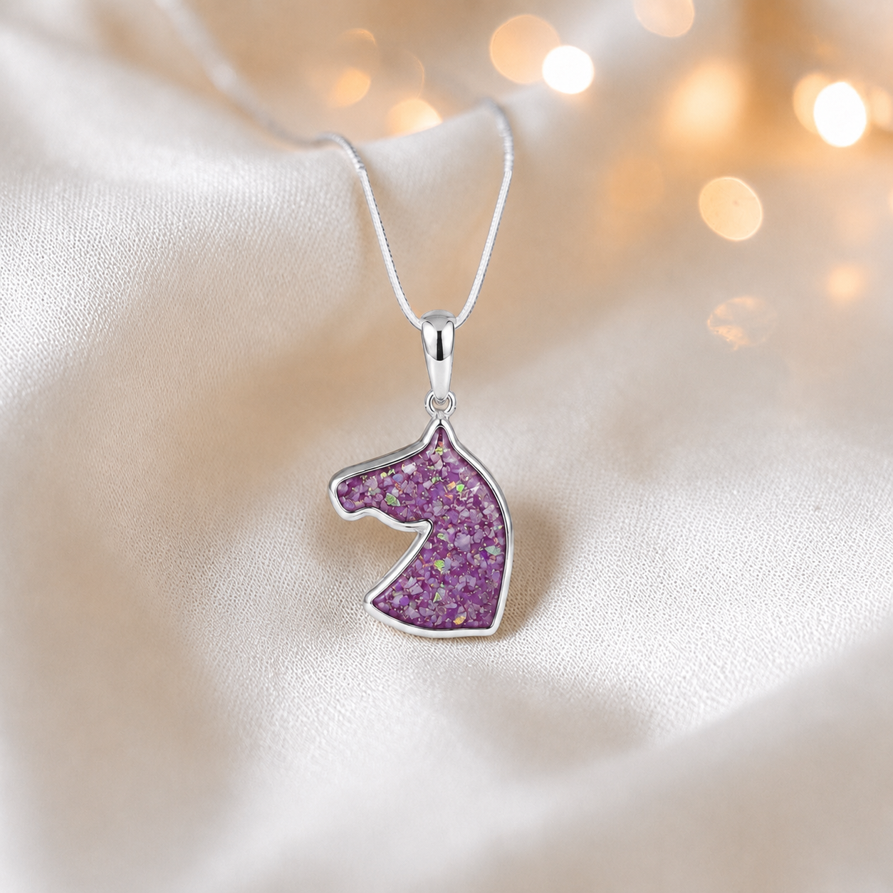 Willow horse head ashes pendant in rose pink, handcrafted in Lancashire UK - by Keepsake Memorial Jewellery