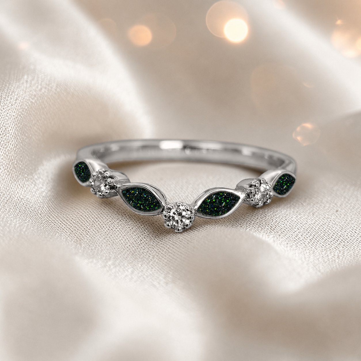 Keepsake Memorial Silver Zara Ashes Ring in Black Flame   - Handcrafted in the UK 