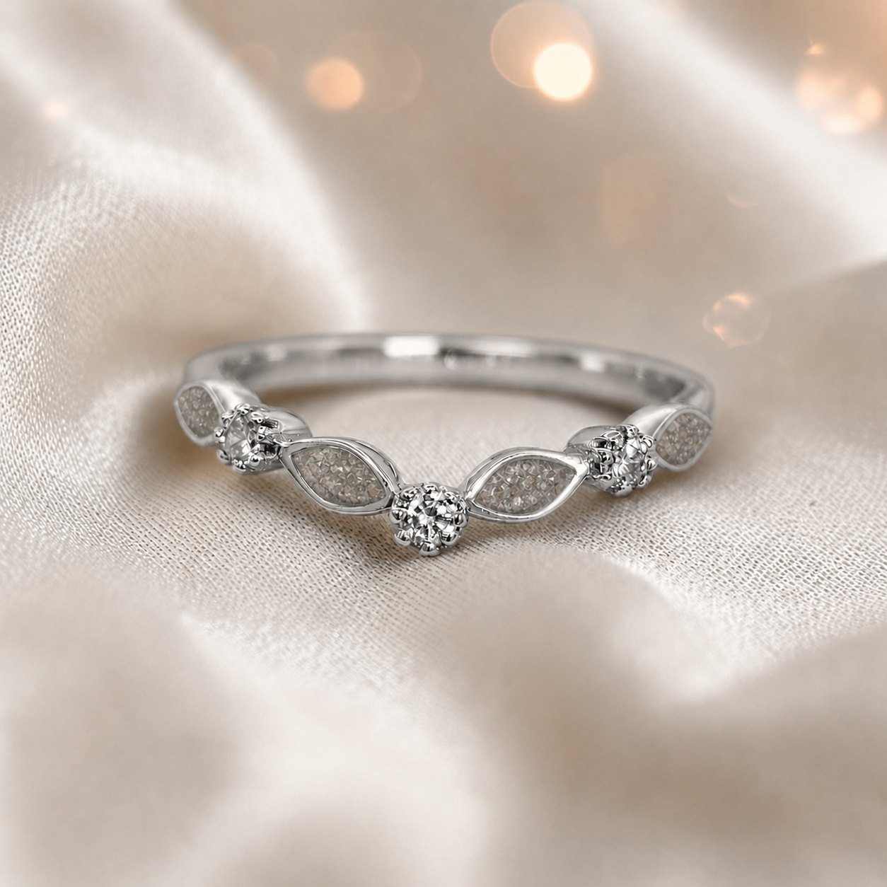 Keepsake Memorial Silver Zara Ashes Ring in Natural Ash  - Handcrafted in the UK 
