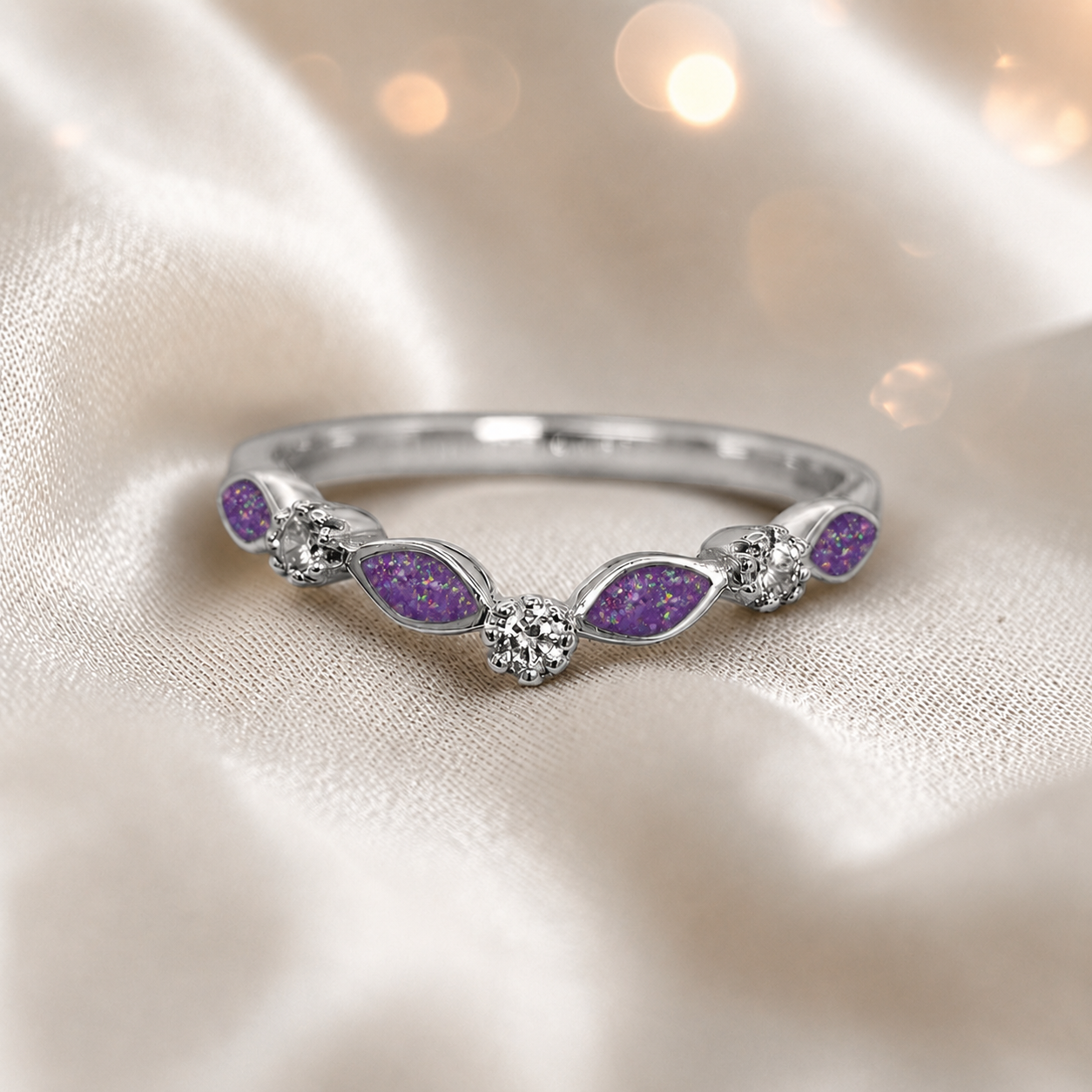 Keepsake Memorial Silver Zara Ashes Ring in Rose Pink  - Handcrafted in the UK 