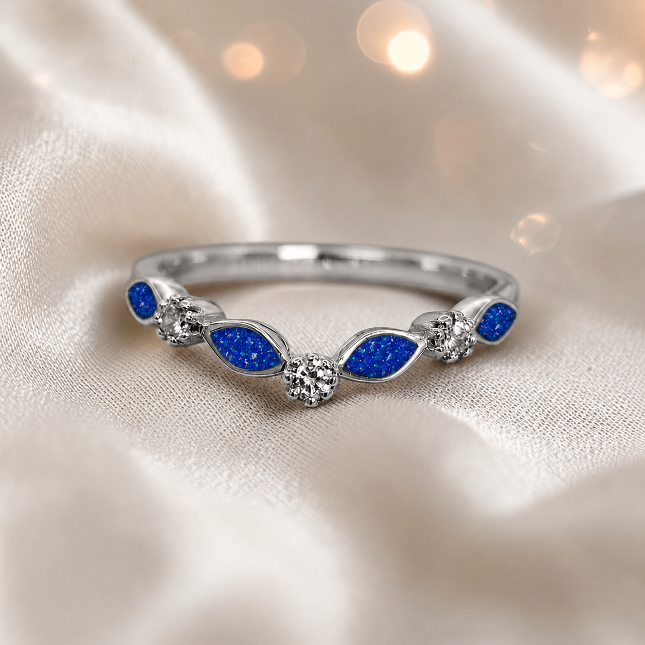 Keepsake Memorial Silver Zara Ashes Ring in Royal Blue - Handcrafted in the UK 