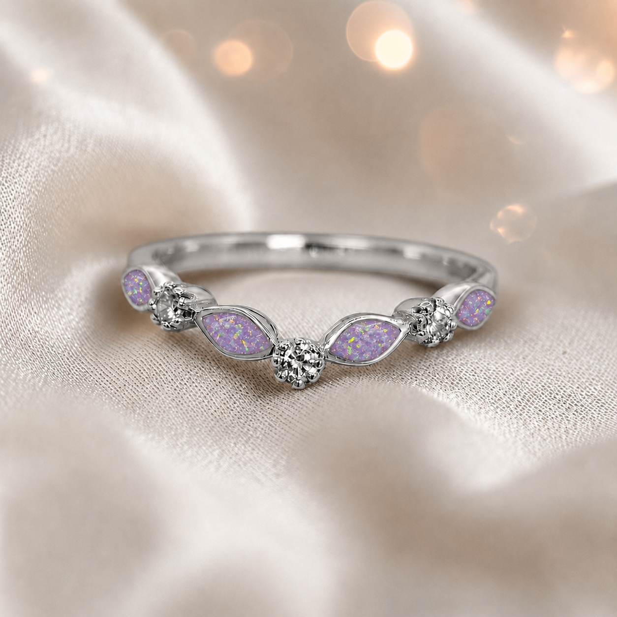 Keepsake Memorial Silver Zara Ashes Ring in Unicorn Purple  - Handcrafted in the UK 