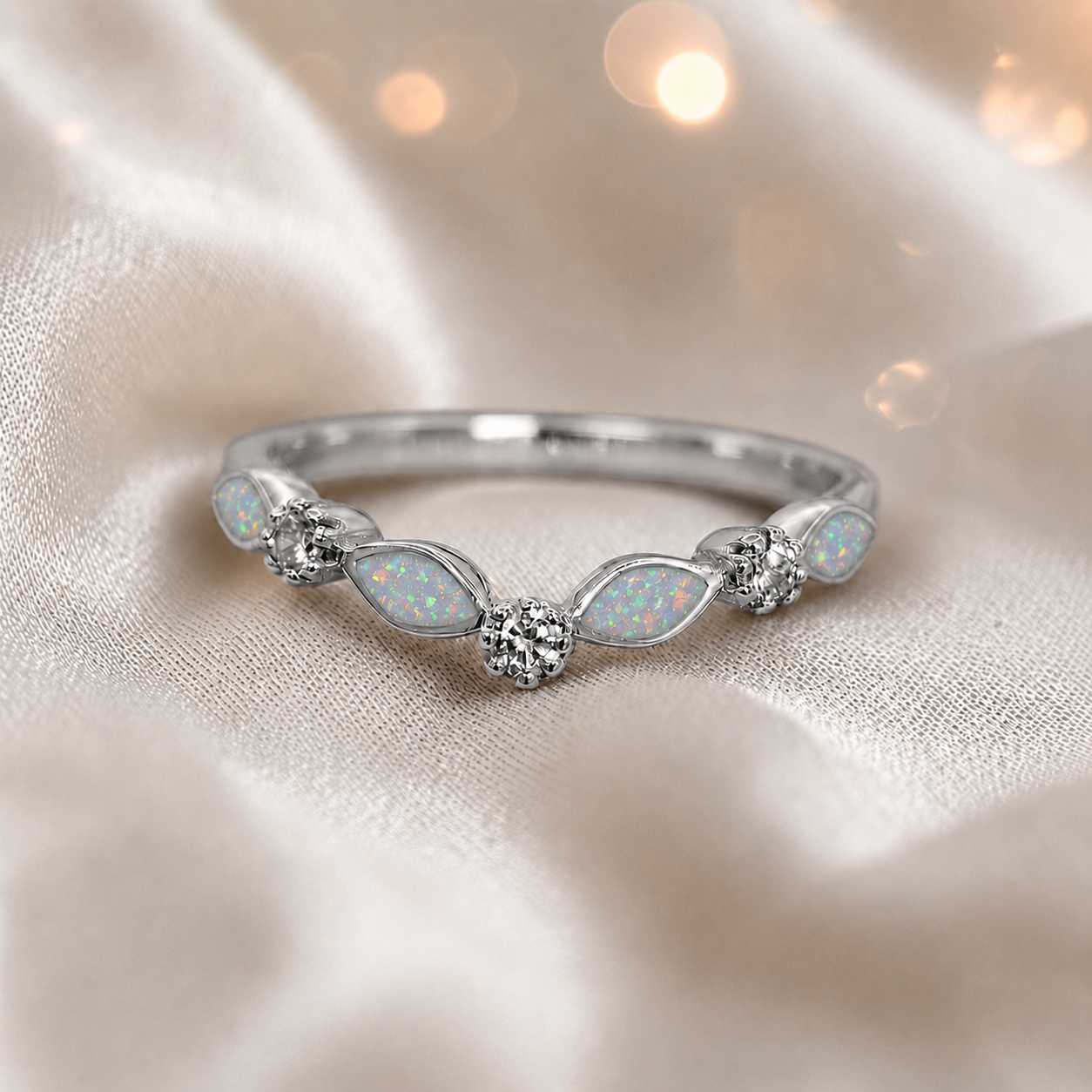 Keepsake Memorial Silver Zara Ashes Ring in White Snow  - Handcrafted in the UK 