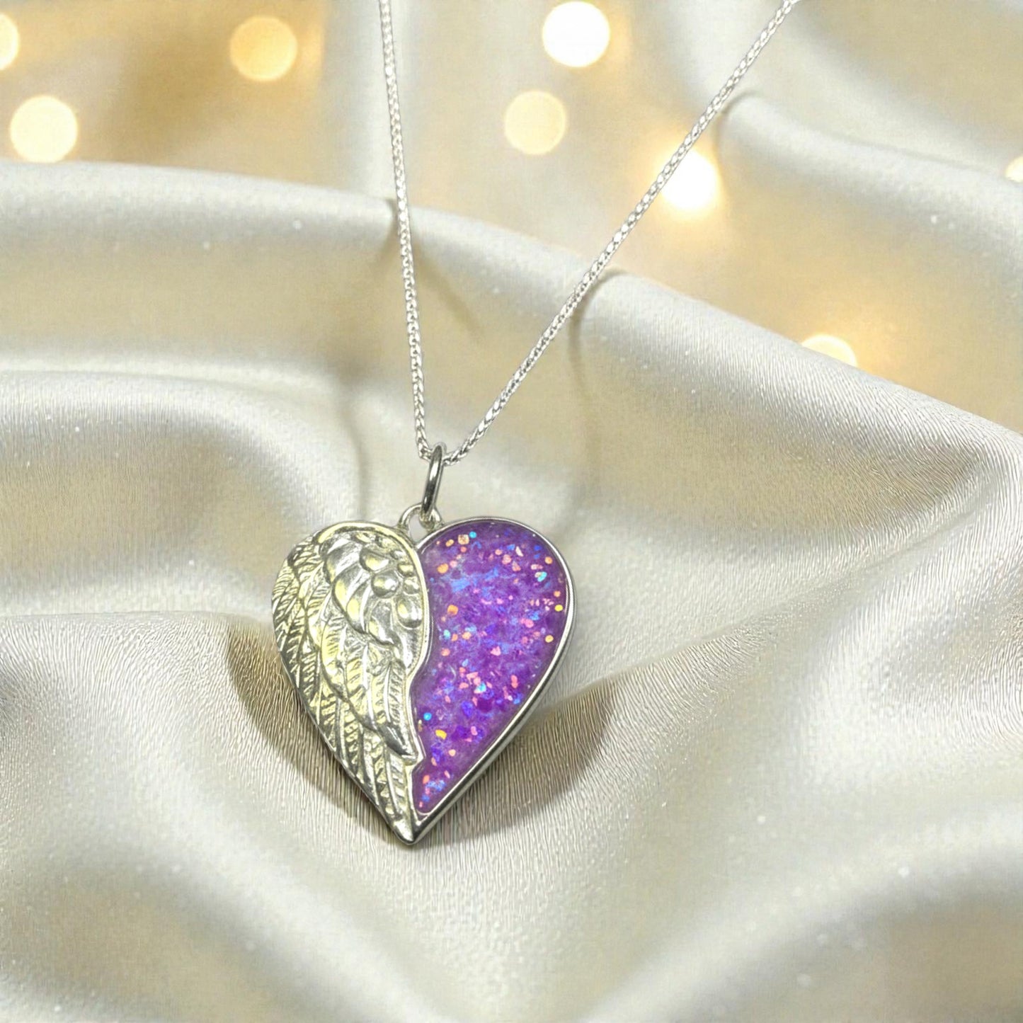 silver heart memorial pendant handcrafted in lancashire, uk