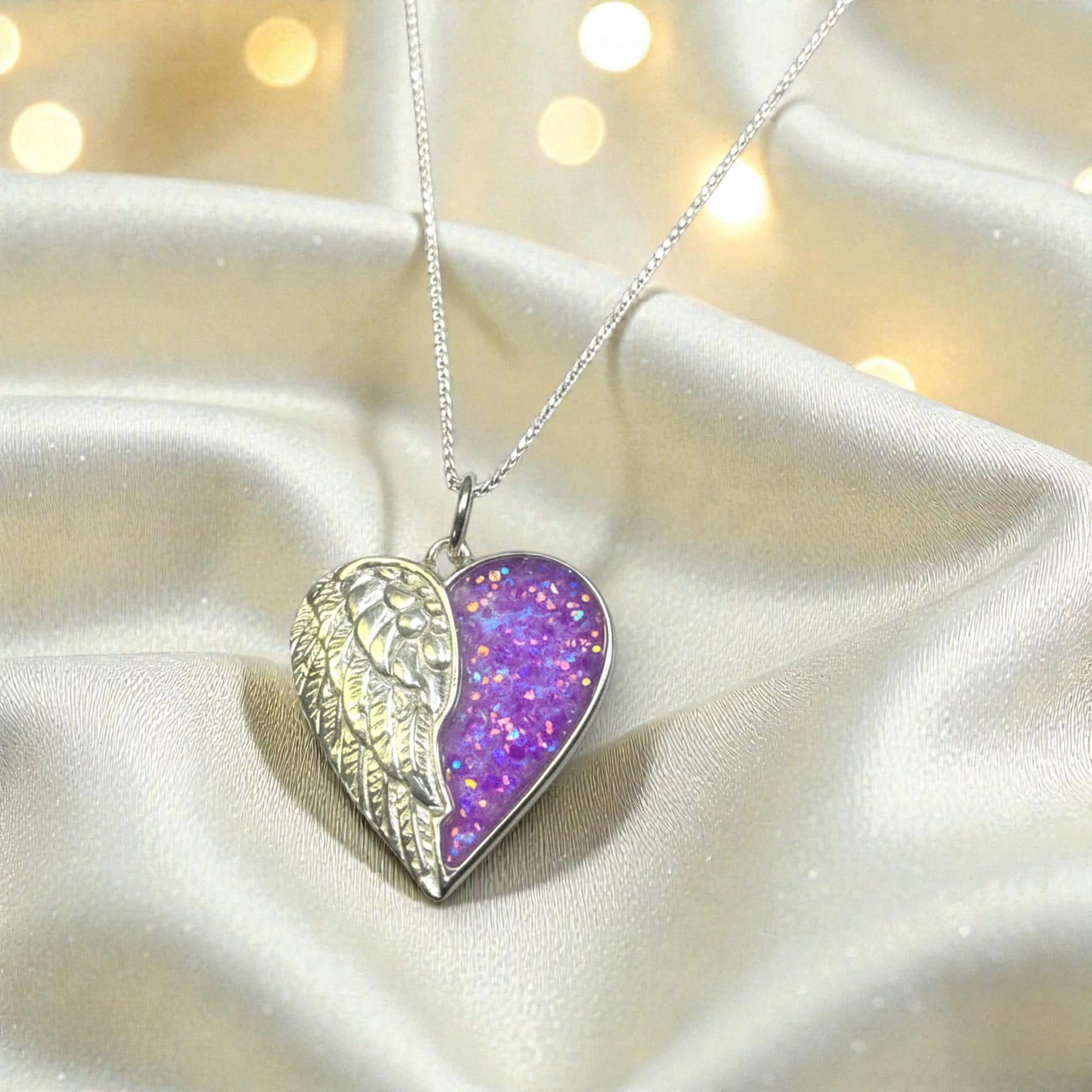silver heart memorial pendant handcrafted in lancashire, uk