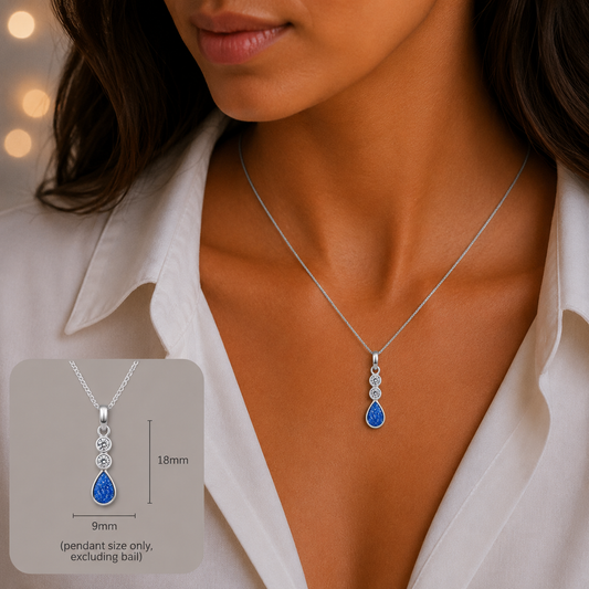 Acrux small tear drop ashes pendant, handcrafted in Lancashire UK