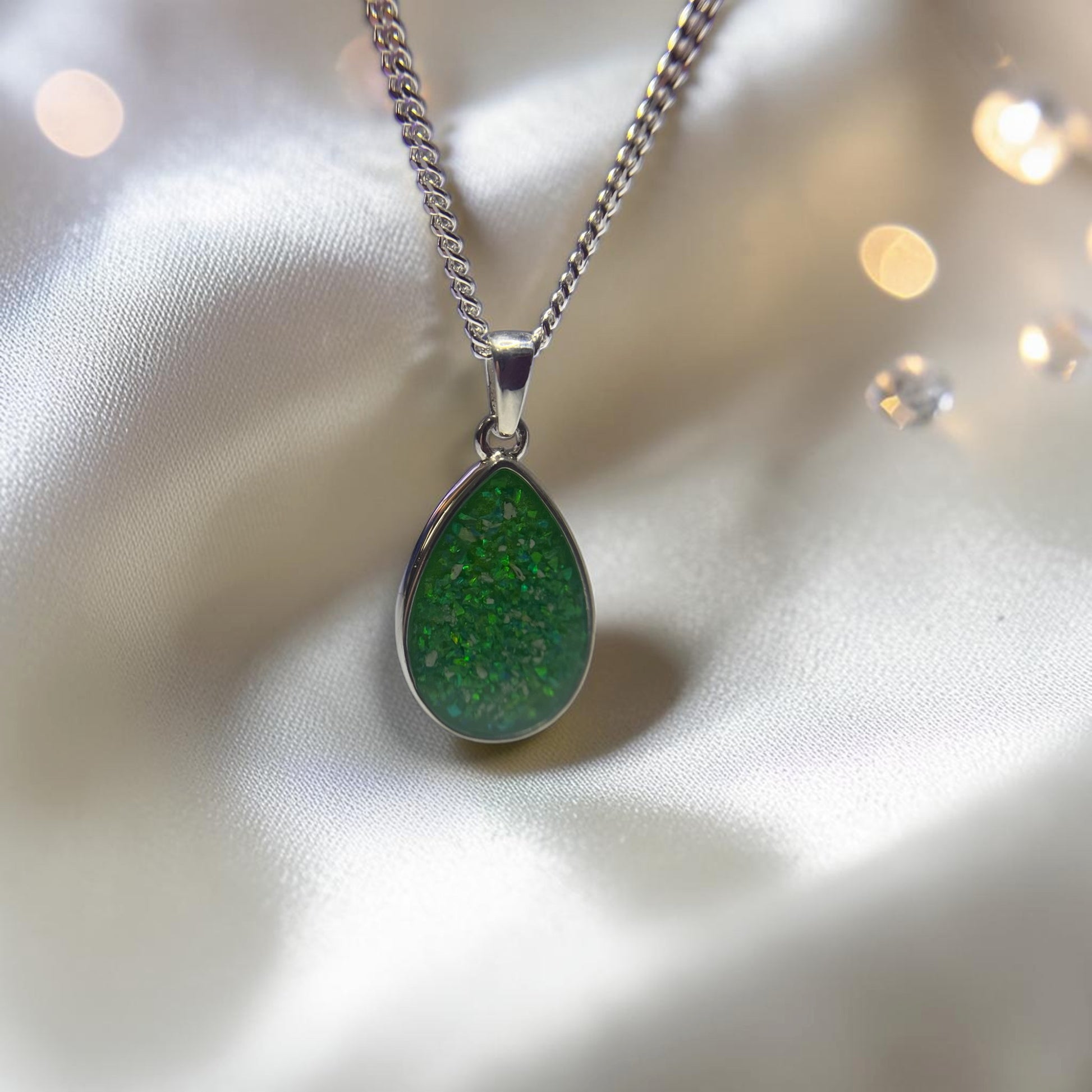 silver pear ashes memorial pendant, handcrafted in lancashire 