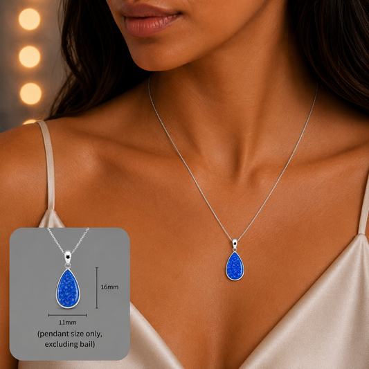 Alcyone pear shaped ashes pendant, handcrafted in Lancashire UK - by Keepsake Memorial Jewellery