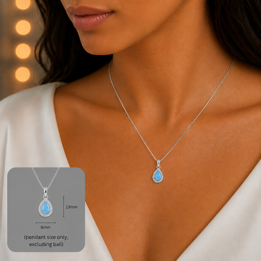 Almara teardrop dainty CZ ashes pendant, handcrafted in Lancashire UK - by Keepsake Memorial Jewellery