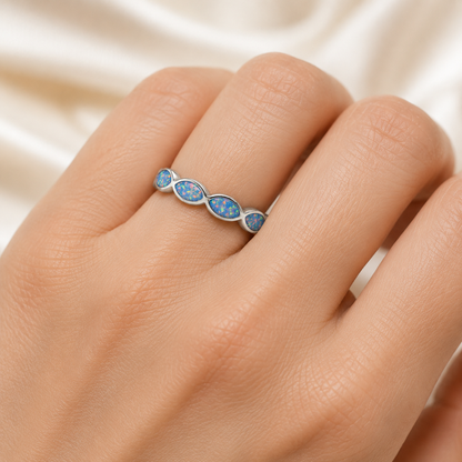 keepsake memorial amara ring on hand, handcrafted in lancashire