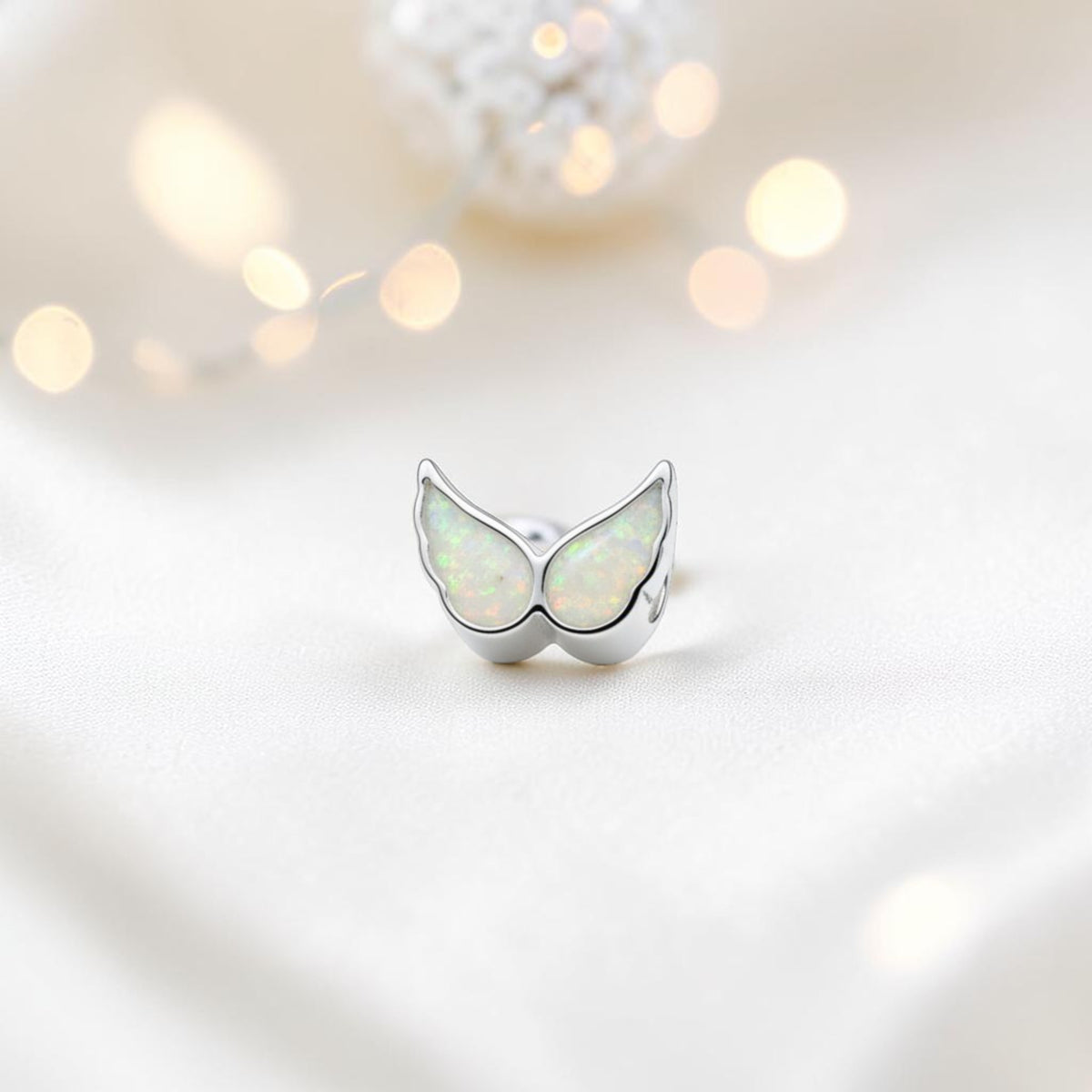 angel wings memorial charm bead, handcrafted in uk