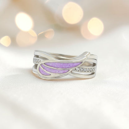 Angelica Ring — silver angel wing ashes memorial ring, handcrafted in Lancashire, UK
