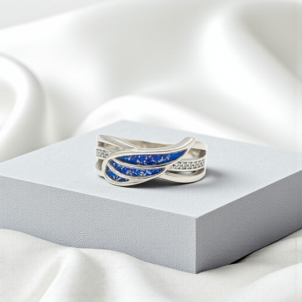 925 silver angel wing memorial ring, handcrafted in Lancashire, UK