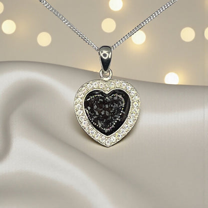 Antara Silver heart CZ shaped memorial pendant, handcrafted in Lancashire UK