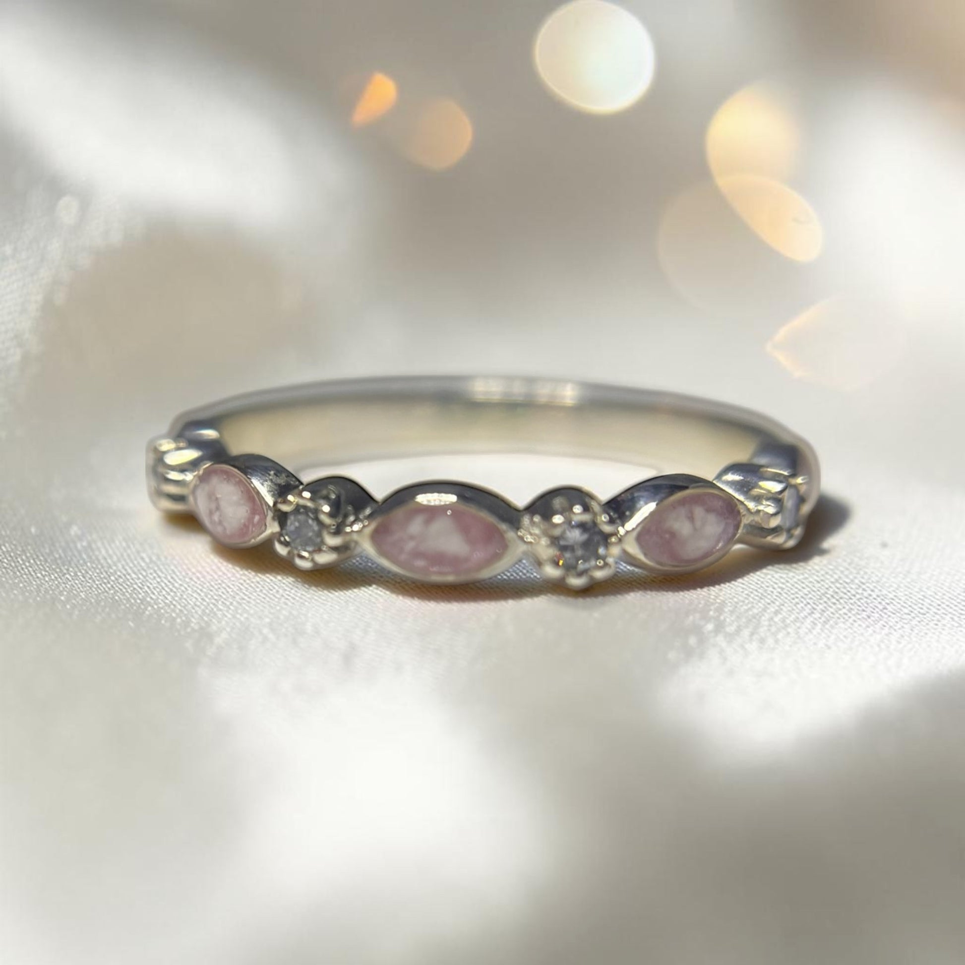 Arabella Ring — sterling silver marquise ashes memorial ring, handcrafted in Lancashire, UK