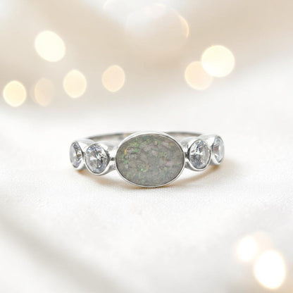 Arcadia silver oval ashes memorial ring, handcrafted in uk
