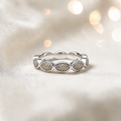 Keepsake Memorial Silver Amara Ashes Ring in Natural Ash - Handcrafted in the UK