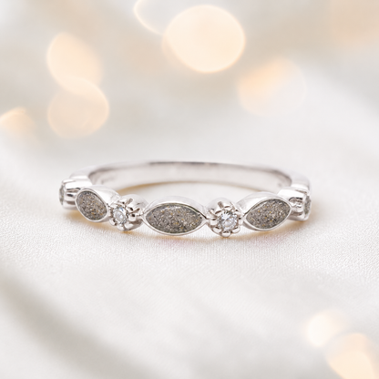 Keepsake Memorial Silver Arabella Half-Band Marquise Ashes Ring in Natural Ash  — handcrafted in Lancashire, UK