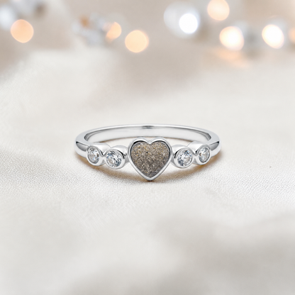 Keepsake Memorial Silver Auralia Ashes Ring in Natural Ash - Handcrafted in the UK